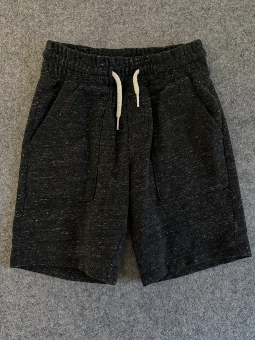 Wonder Nation Boys S 6-7 Black Heather Fleece Sweat Shorts Cozy Drawstring Pocke